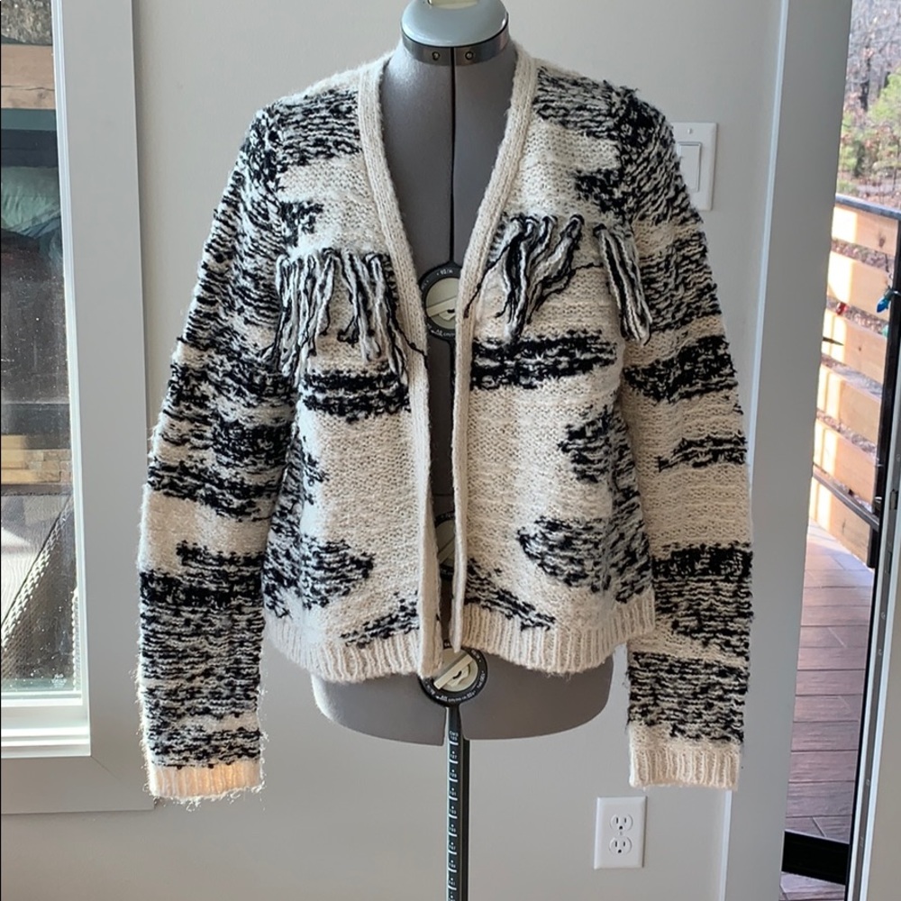 LA Made Wool Blend Tassel Cardigan